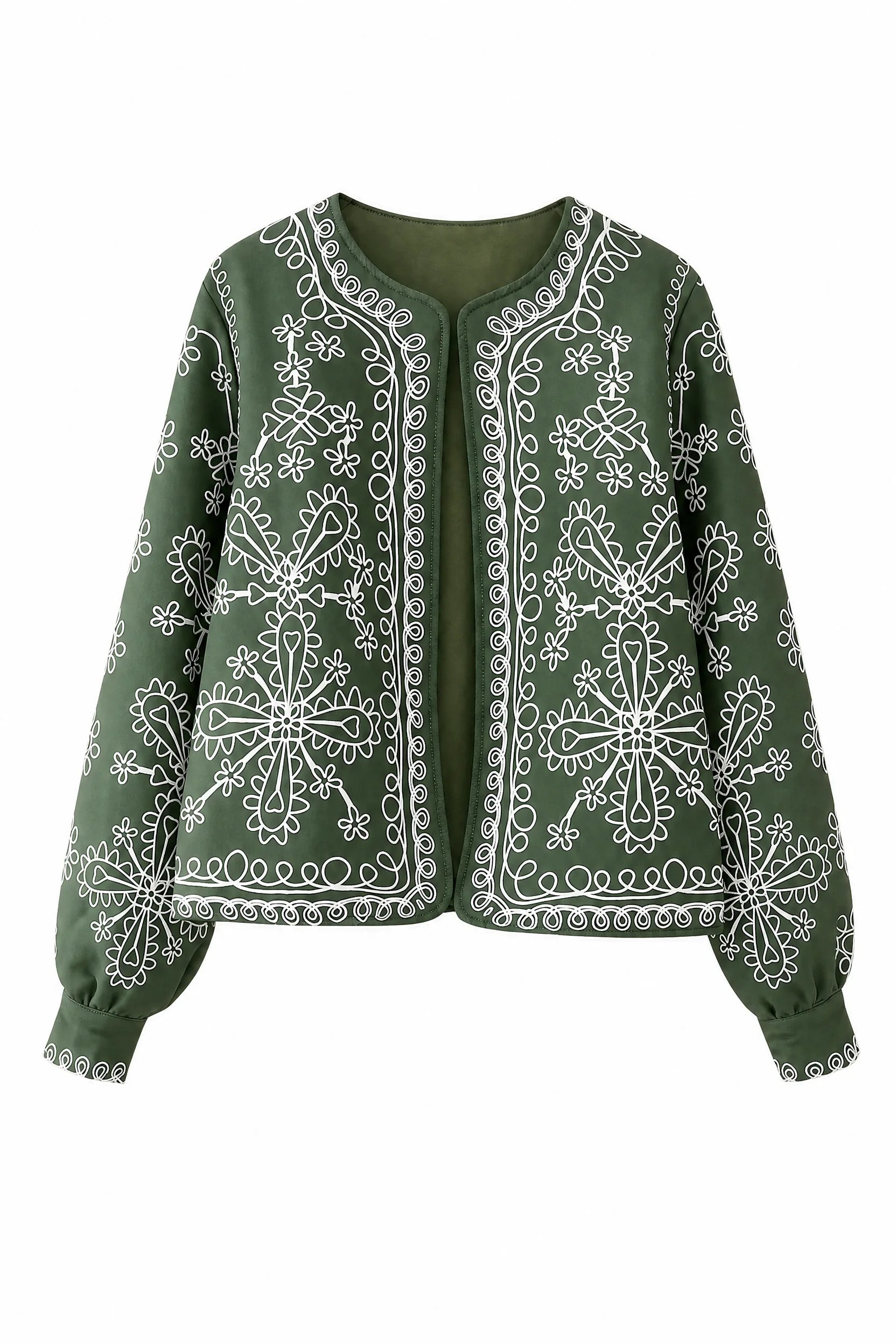 Veste matelassée verte imprimée | Lounelle Paris